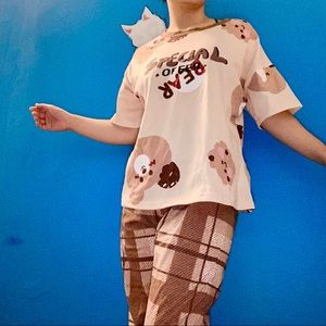 [NWOT] Brown Cookie Bear Korean Pajama Set